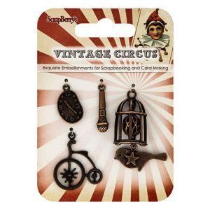 Zestaw Zawieszek Charms ScrapBerry's Vintage Circus, 4szt